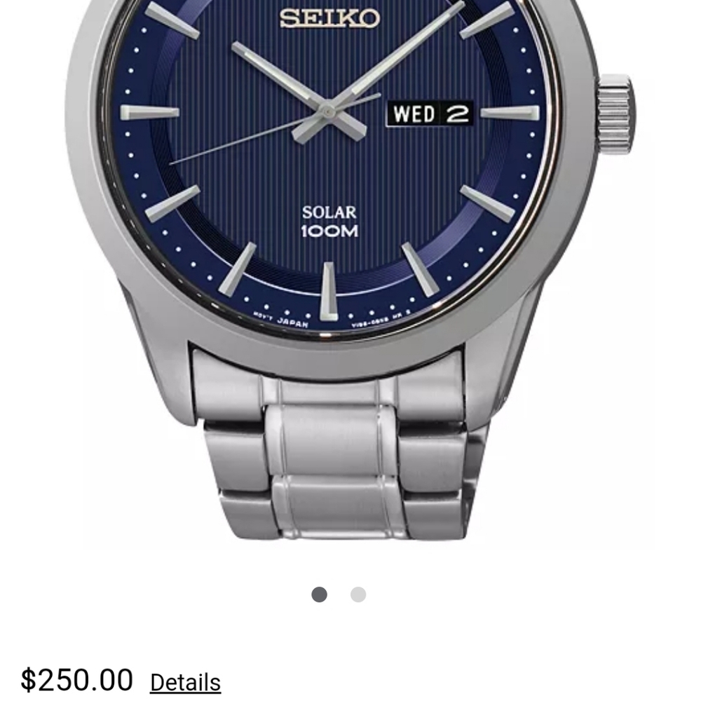 Seiko Men's Solar Powered Watch NWT